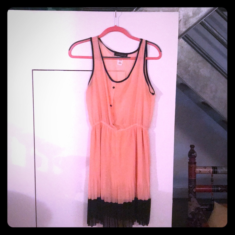 Pink-peach gathered dress
